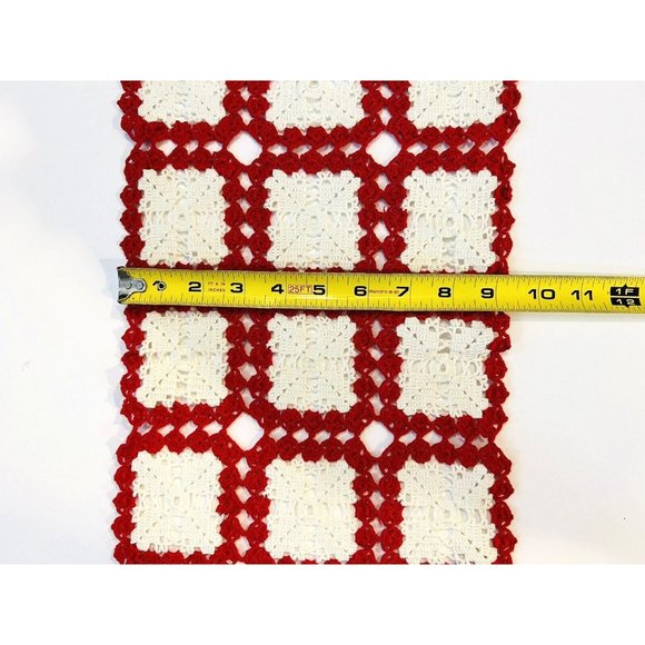 Vintage Set of 3 Crochet Granny Square Pattern Red White 3 Sizes Handmade - Picture 6 of 7